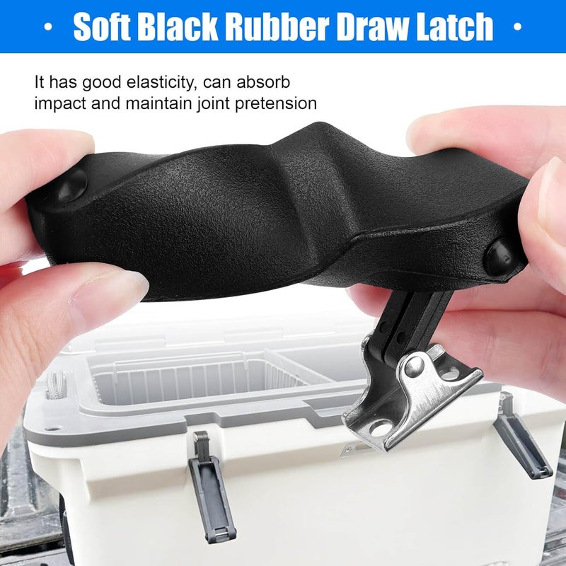 AFZZ Flexible Rubber Draw Latch, Black Front Storage Rack Rubber Latch with Stainless Steel Concealed Keeper for Cooler, Boat Compartment, Tool Box, Cargo Box - 2 Pcs - Image 4